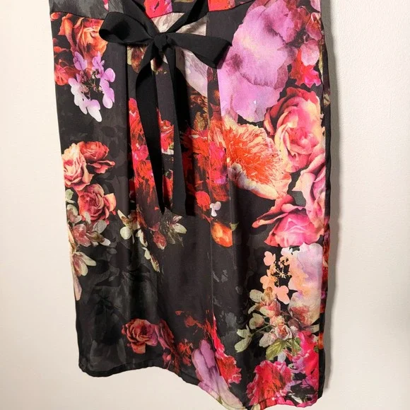 Adriana Papell Spring Satin Floral Dress (12) Elegant Sleeveless Wedding Guest - Picture 8 of 16